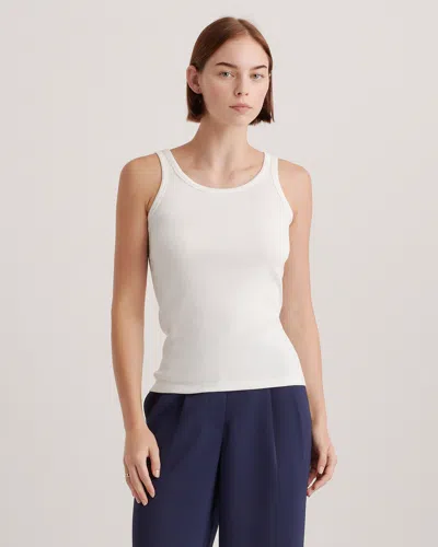 Quince Women's Micro-rib Scoop Neck Tank Top In White