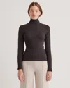 Quince Women's Micro-rib Turtleneck Sweater In Black