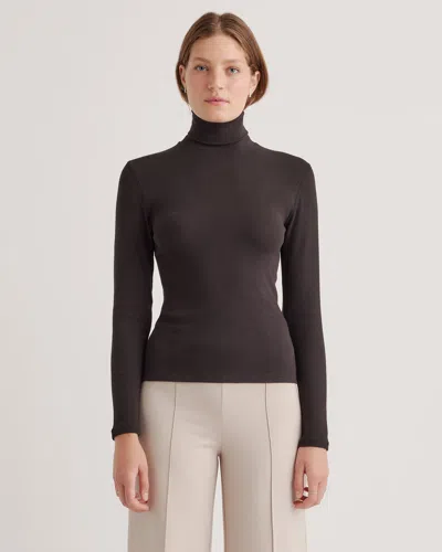 Quince Women's Micro-rib Turtleneck Sweater In Black