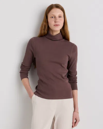 Quince Women's Micro-rib Turtleneck Sweater In Brown