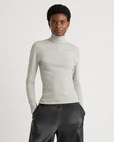 Quince Women's Micro-rib Turtleneck Sweater In Heather Grey