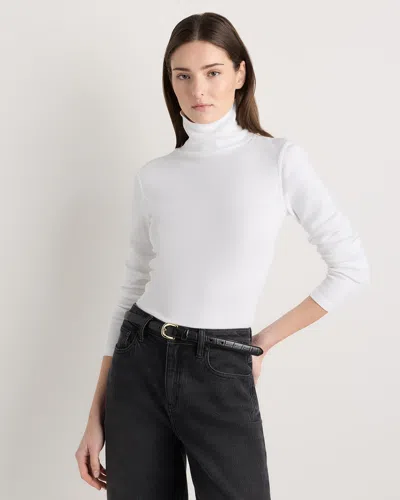 Quince Women's Micro-rib Turtleneck Sweater In White