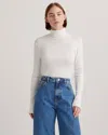 Quince Women's Micro-rib Turtleneck Sweater In White