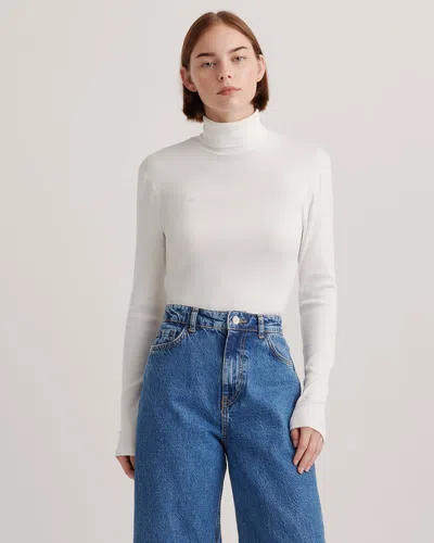 Quince Women's Micro-rib Turtleneck Sweater In White