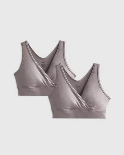 Quince Women's Micromodal Crossover Maternity & Postpartum Bralette In Grey