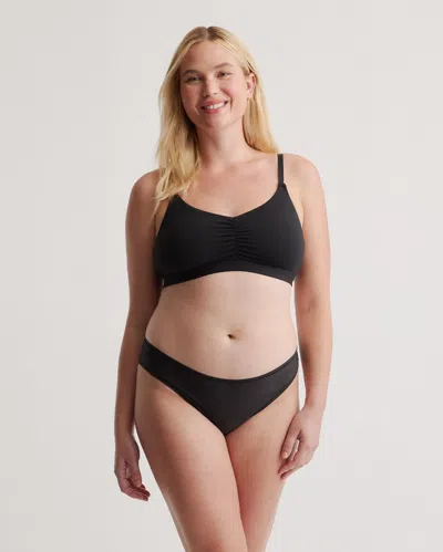Quince Women's Micromodal Ruched Bralette In Black