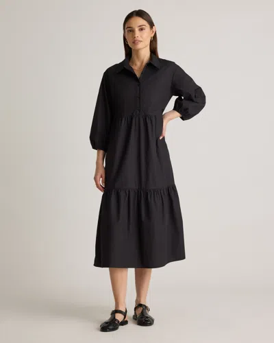 Quince Women's Poplin Midi Tunic Dress In Black