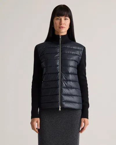 Quince Women's Mixed Media Down And Cashmere Jacket In Shiny Black