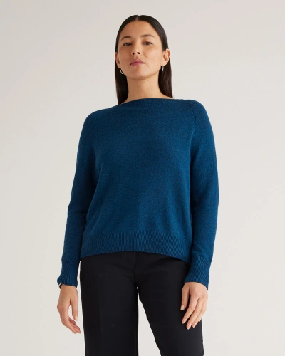 Quince Women's Mongolian Cashmere Boatneck Sweater In Mediterranean Blue