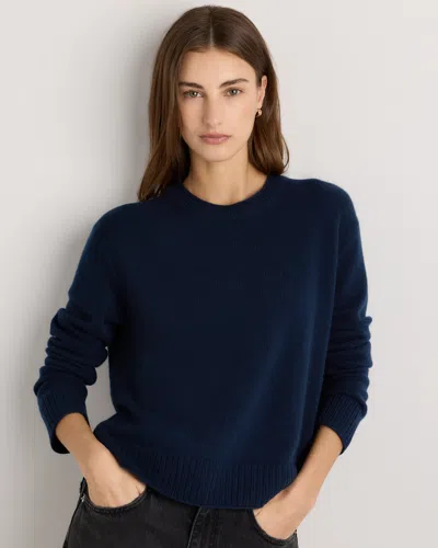Quince Women's Mongolian Cashmere Boxy Crewneck Sweater In Blue