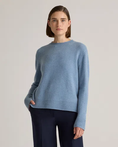 Quince Women's Mongolian Cashmere Boxy Crewneck Sweater In Faded Denim