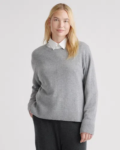 Quince Women's Mongolian Cashmere Boxy Crewneck Sweater In Heather Grey