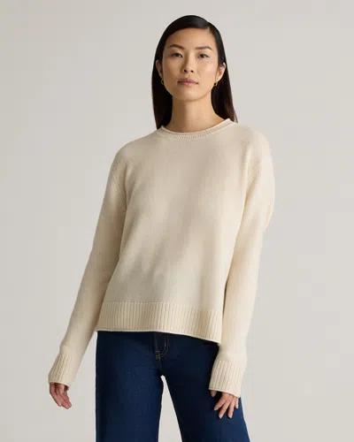 Quince Women's Mongolian Cashmere Boxy Crewneck Sweater In Ivory