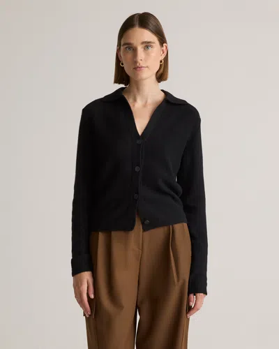 Quince Women's Mongolian Cashmere Collared Cardigan Sweater In Black