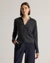 Quince Women's Mongolian Cashmere Collared Cardigan Sweater In Heather Charcoal