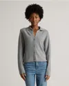 Quince Women's Mongolian Cashmere Collared Cardigan Sweater In Heather Grey