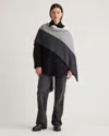 Quince Women's Mongolian Cashmere Colorblock Wrap In Charcoal/heather Grey/ivory