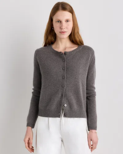 Quince Women's Mongolian Cashmere Cropped Crew Cardigan Sweater In Gray