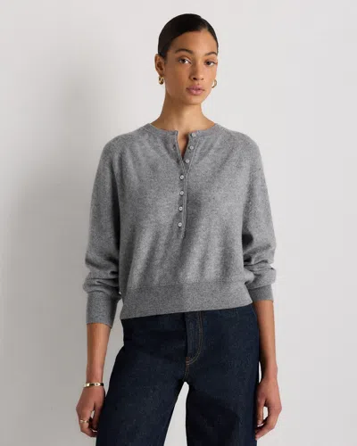Quince Women's Mongolian Cashmere Dolman Sleeve Henley Sweater In Animal Print
