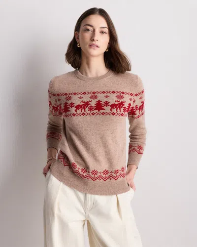 Quince Women's Mongolian Cashmere Fair Isle Christmas Sweater In Brown