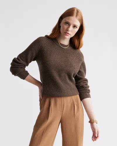 Quince Women's Mongolian Cashmere Fisherman Crewneck Sweater In Brown