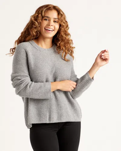 Quince Women's Mongolian Cashmere Fisherman Crewneck Knit Sweater In Heather Grey