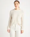 Quince Women's Mongolian Cashmere Fisherman Crewneck Knit Sweater In Ivory