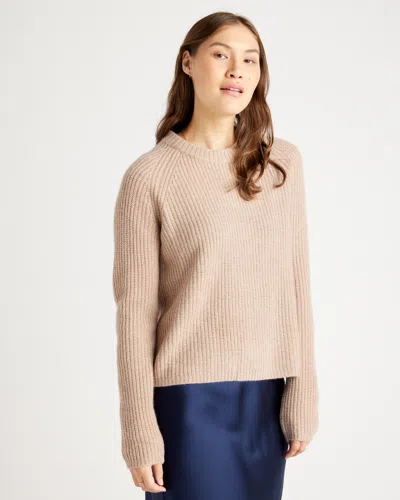 Quince Women's Mongolian Cashmere Fisherman Crewneck Knit Sweater In Oatmeal