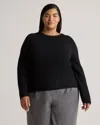 Quince Women's Mongolian Cashmere Fisherman Crewneck Sweater In Black