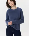 Quince Women's Mongolian Cashmere Fisherman Crewneck Sweater In Blue