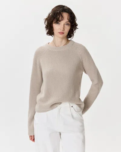 Quince Women's Mongolian Cashmere Fisherman Crewneck Sweater In Gray