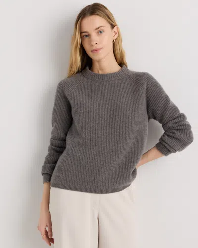 Quince Women's Mongolian Cashmere Fisherman Crewneck Sweater In Gray