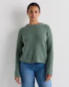 Quince Women's Mongolian Cashmere Fisherman Crewneck Sweater In Green