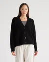Quince Women's Mongolian Cashmere Fisherman Boxy Cropped Cardigan Sweater In Black
