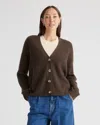 Quince Women's Mongolian Cashmere Fisherman Boxy Cropped Cardigan Sweater In Brown