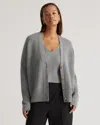 Quince Women's Mongolian Cashmere Fisherman Boxy Cropped Cardigan Sweater In Heather Grey