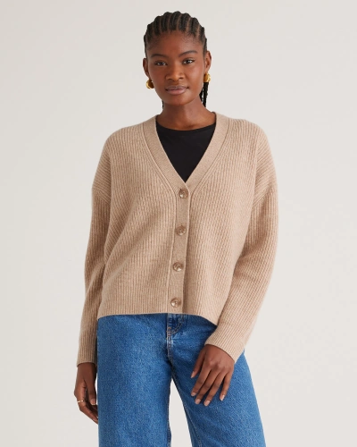 Quince Women's Mongolian Cashmere Fisherman Cropped Cardigan Sweater In Oatmeal