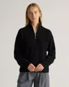 Quince Women's Mongolian Cashmere Fisherman Quarter Zip Sweater In Black