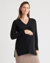 Quince Women's Mongolian Cashmere Fisherman Side Zip Maternity & Nursing Sweater In Black