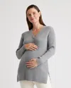 Quince Women's Mongolian Cashmere Fisherman Side Zip Maternity & Nursing Sweater In Heather Grey