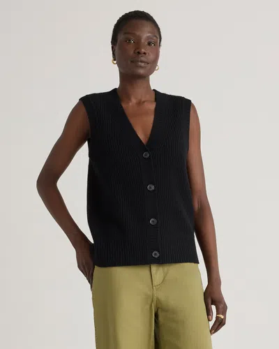 Quince Women's Mongolian Cashmere Fisherman Sweater Vest In Black