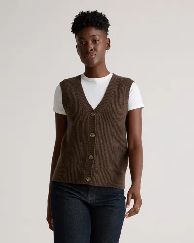 Quince Women's Mongolian Cashmere Fisherman Sweater Vest In Brown