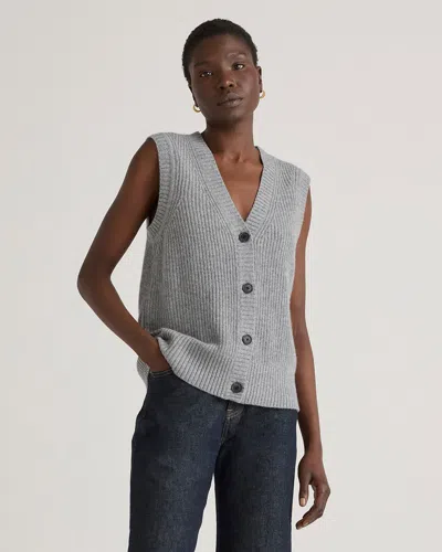 Quince Women's Mongolian Cashmere Fisherman Sweater Vest In Heather Grey