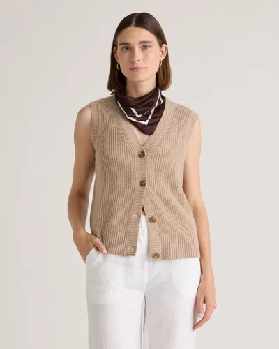 Quince Women's Mongolian Cashmere Fisherman Sweater Vest In Oatmeal