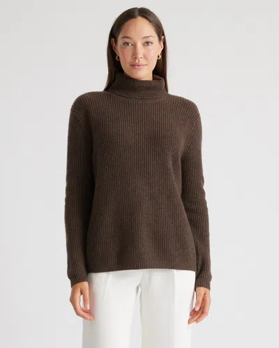 Quince Women's Mongolian Cashmere Fisherman Turtleneck Sweater In Brown