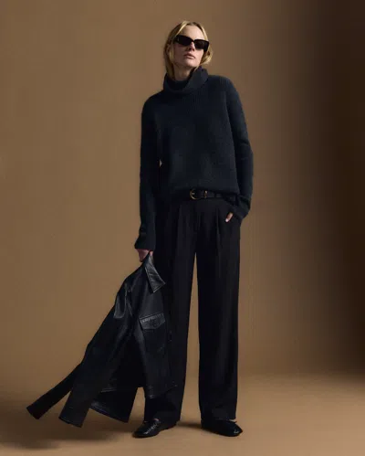 Quince Women's Mongolian Cashmere Fisherman Turtleneck Sweater In Gray