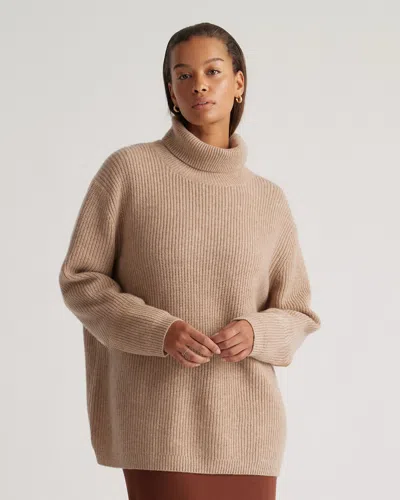 Quince Women's Mongolian Cashmere Fisherman Turtleneck Sweater In Oatmeal