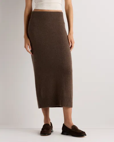 Quince Women's Mongolian Cashmere Fitted Midi Skirt In Brown