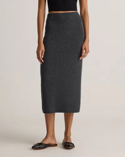 Quince Women's Mongolian Cashmere Fitted Midi Skirt In Heather Charcoal