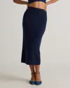 Quince Women's Mongolian Cashmere Fitted Midi Skirt In True Navy
